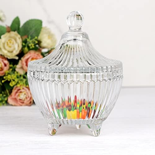 WRINGO Premium Glass Candy Dish With Lid, Crystal Candy Jar, Cookie Jar, Decorative Candy Bowl, Jewelry Dish, Covered Candy Jars For Buffet, Kitchen, Home, Office Desk - Image 3