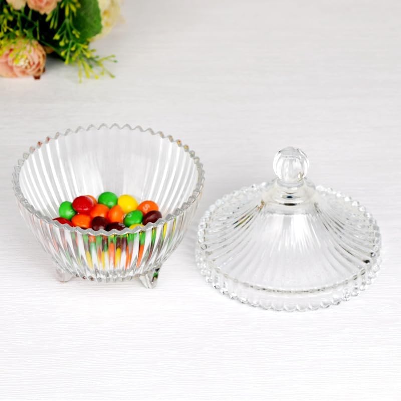 WRINGO Premium Glass Candy Dish With Lid, Crystal Candy Jar, Cookie Jar, Decorative Candy Bowl, Jewelry Dish, Covered Candy Jars For Buffet, Kitchen, Home, Office Desk - Image 5