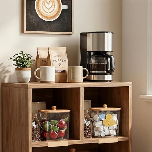 ZECENN Coffee Pod Storage Containers with Bamboo Lid, BPA-Free Clear Coffee Pod Holder Organizer for K-Cup, Vertuo Pods, Coffee Creamer & Filters (3 PACK) - Image 3