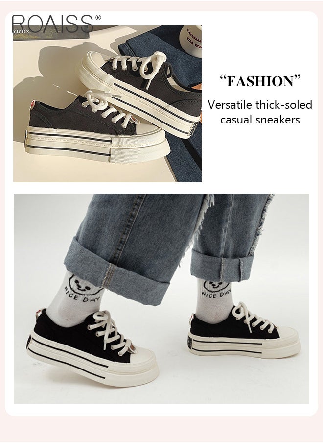 Casual Thick-Soled Canvas Shoes For Women Versatile Basic Canvas Shoes For Daily Commuting Cute Round Toes Adjustable Drawstring Flat Sneakers - pzsku/Z3FB39867EAFAB75017FFZ/45/_/1735202537/52c1b1b3-277d-4c17-86a6-4db49291c612