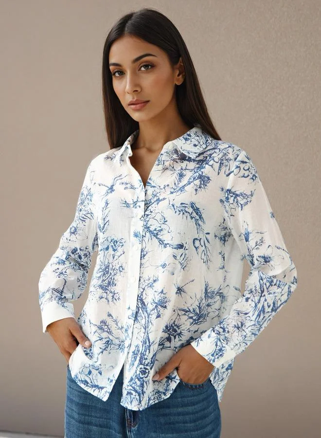 Splash FAV Regular Fit Viscose Floral Print Shirt with Collar