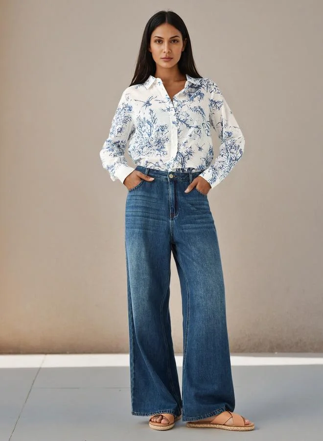 Splash FAV Regular Fit Viscose Floral Print Shirt with Collar