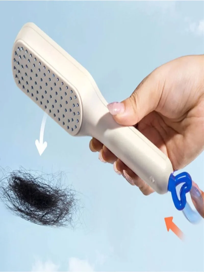 Safestore Self-Cleaning Automatic Button Hair Comb Detangling Anti-Static Hair Massage Brush