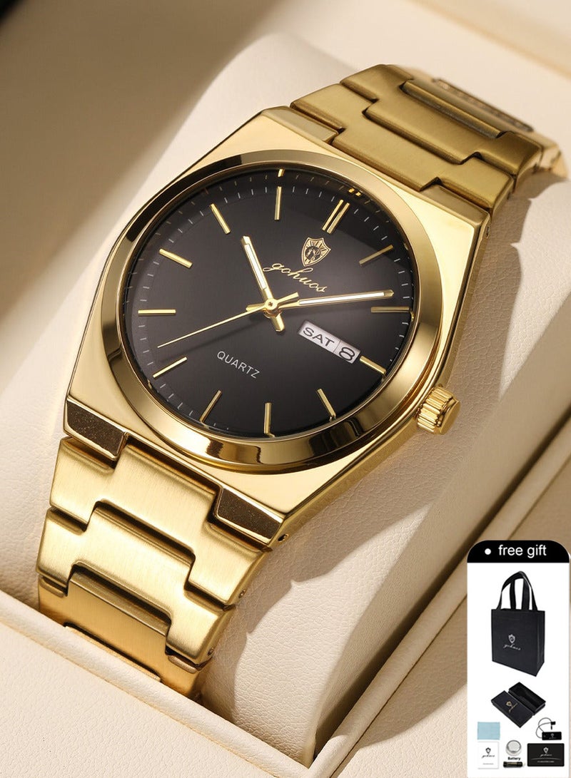 GOHUOS Men's Analog Quartz Watch - 40mm Black | Stainless Steel, Waterproof, Luminous with Date Display | Luxury Casual Wrist Watch - Image 1