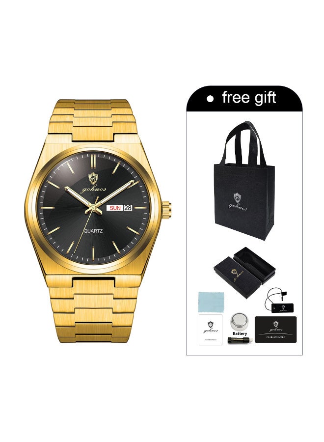GOHUOS Men's Analog Quartz Watch - 40mm Black | Stainless Steel, Waterproof, Luminous with Date Display | Luxury Casual Wrist Watch - Image 2