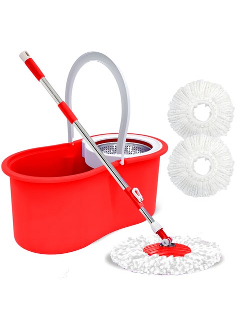 Spin Mop & Bucket 10 L | 360° Rotating Head | Telescopic Stainless Handle | Hands‑Free Foot‑Pedal Wringing + 2 Reusable Microfiber Pads