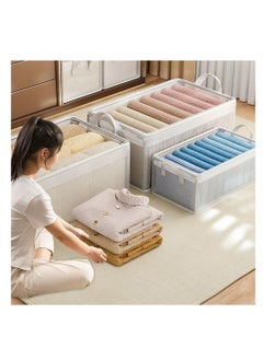 CityRiya-Long 3PCS Clothes Storage Box, Stackable Wardrobe Clothes Organizer, Foldable Closet Storage Basket, Drawer Storage Organizer for Clothing, T-Shirt, Jeans, Sweaters, Toys & Books (Transparent)  - Image 3