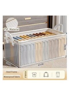 CityRiya-Long 3PCS Clothes Storage Box, Stackable Wardrobe Clothes Organizer, Foldable Closet Storage Basket, Drawer Storage Organizer for Clothing, T-Shirt, Jeans, Sweaters, Toys & Books (Transparent)  - Image 2