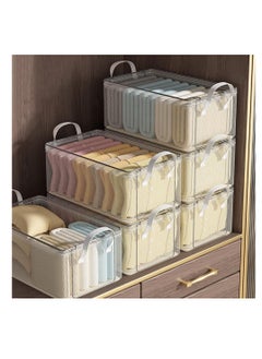 CityRiya-Long 3PCS Clothes Storage Box, Stackable Wardrobe Clothes Organizer, Foldable Closet Storage Basket, Drawer Storage Organizer for Clothing, T-Shirt, Jeans, Sweaters, Toys & Books (Transparent)  - Image 1