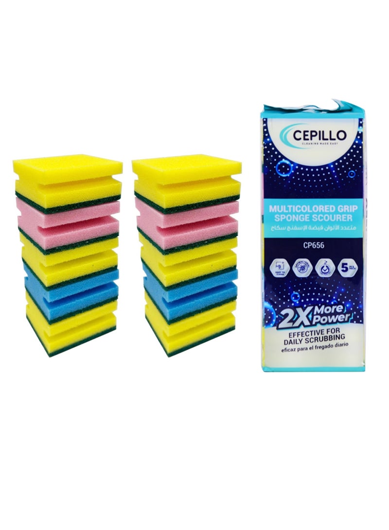CEPILLO 5pcs Multicolored Grip Sponge | Dishwashing Sponge | Scrub | Kitchen Cleaning Sponge- Multicolor SET OF 2 - Image 1