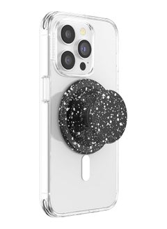 Popgrip Round For Magsafe Adapter Ring For Magsafe Included Extendable Grip And Stand For Smartphones And Cases With Removable Top Black Speckle
