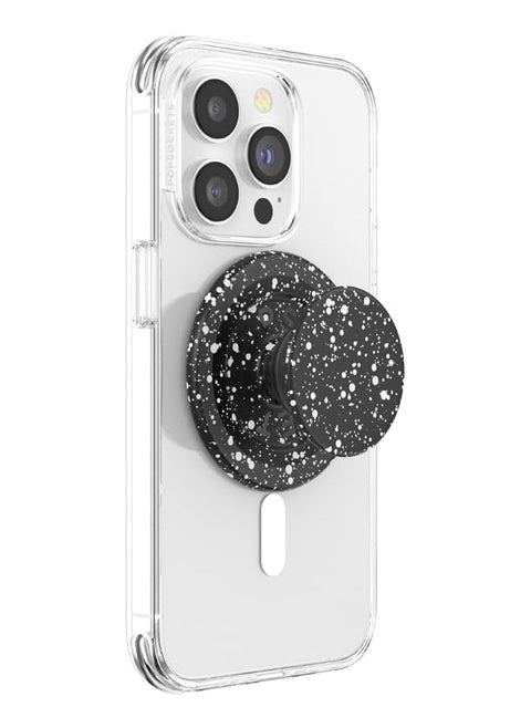 Popgrip Round For Magsafe Adapter Ring For Magsafe Included Extendable Grip And Stand For Smartphones And Cases With Removable Top Black Speckle