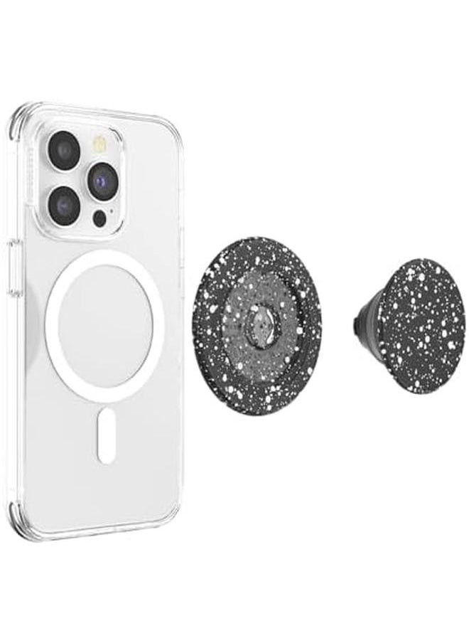 erorex - Popgrip Round For Magsafe Adapter Ring For Magsafe Included Extendable Grip And Stand For Smartphones And Cases With Removable Top Black Speckle - Image 1