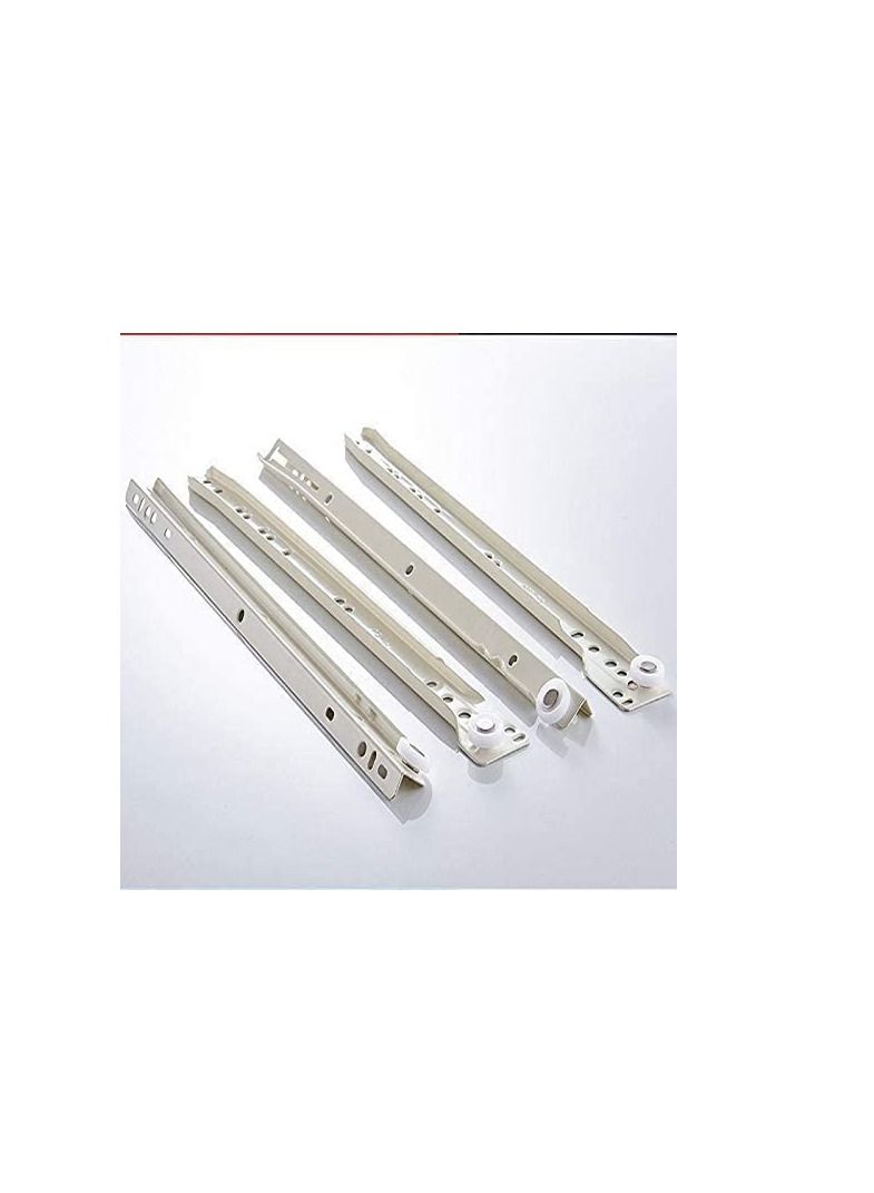 Robustline Roller Wheel Cabinet Drawer Keyboard Slide Glide Runner 2 Pairs (1.0mm Thickness), Heavy duty drawer slides (16") - Image 2