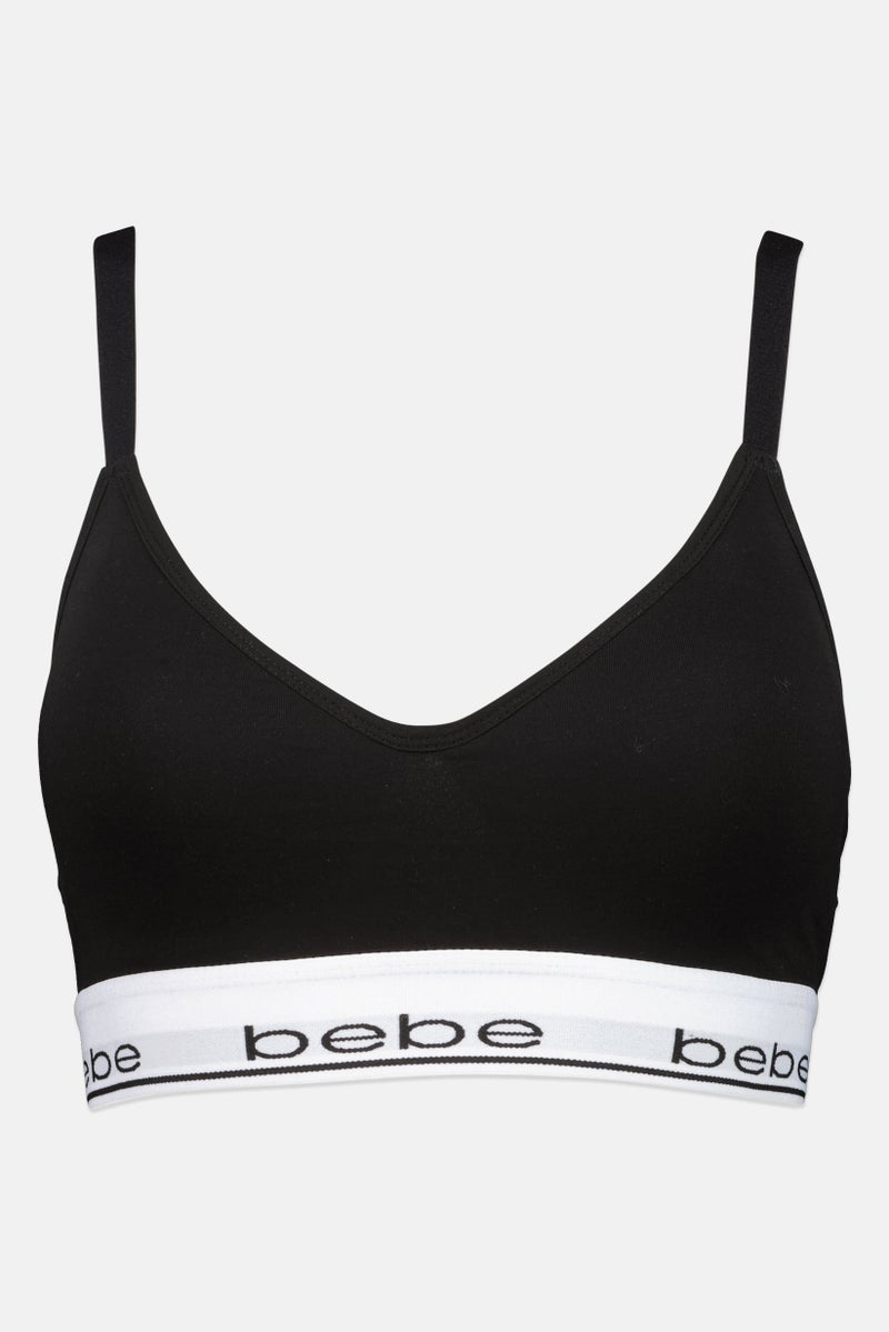 bebe براكيت نسائي مبطن بشعار العلامة التجارية، أسود - Image 2