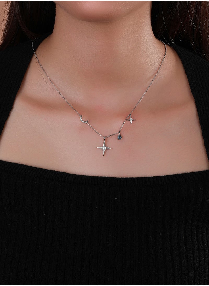 Generic - An all-over 925 silver star moon pendant necklace gift box, fashionable gorgeous date gift, temperament and versatile girl - Image 1