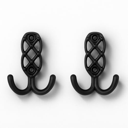 Colornest 2 Pcs Metal Hooks for Wall Heavy Duty Hooks for Hanging, Towel Clothes Hanger for Wall, Bathroom & Kitchen (Black) - Image 1