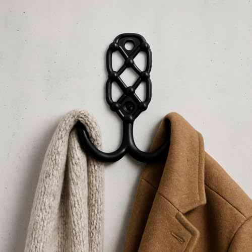 Colornest 2 Pcs Metal Hooks for Wall Heavy Duty Hooks for Hanging, Towel Clothes Hanger for Wall, Bathroom & Kitchen (Black) - Image 5