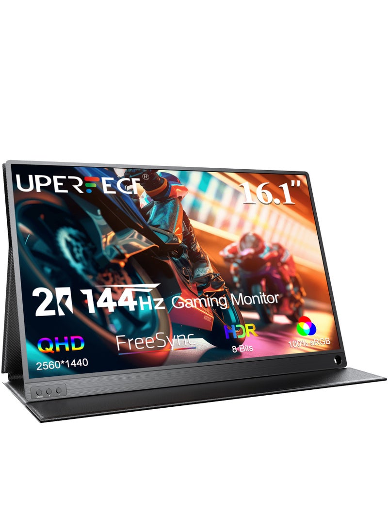 UPERFECT Portable Monitor 16.1 Inch 144 Hz 2K Gaming Monitor 2560 × 1440 QHD IPS USB C & Mini HDMI Port Second Screen for Laptop/Phone/Game Console, VESA Mountable - Image 1