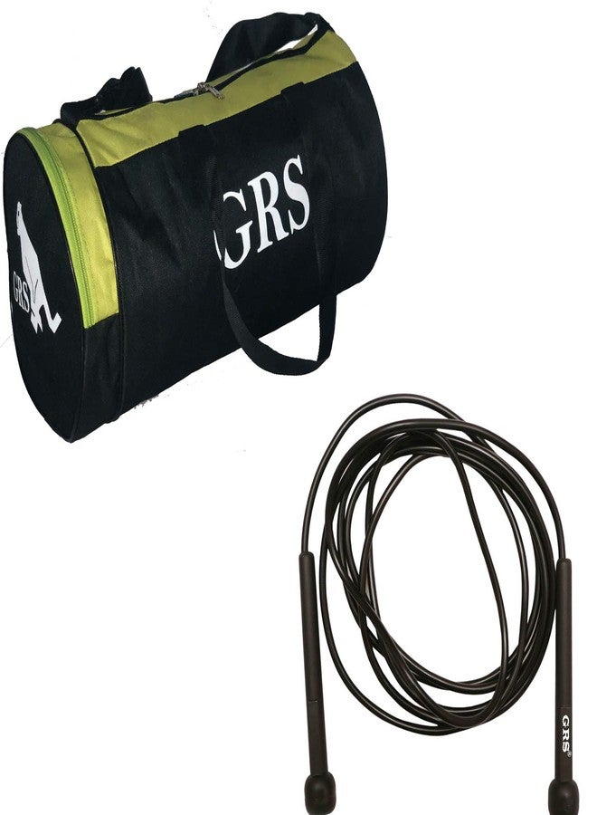 Grès GRS® SUPER_9 Skipping Rope (Black) & Gym Duffel Bag (Green & Black) - Image 1