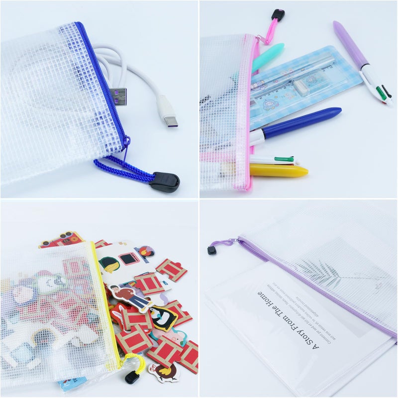 VVCOIIROEI 32pcs Mesh Zipper Pouch Bags, 8 Sizes, 8 Colors Zipper Pouches for Organizing, Board Game Storage, Travel, School Office - Image 5