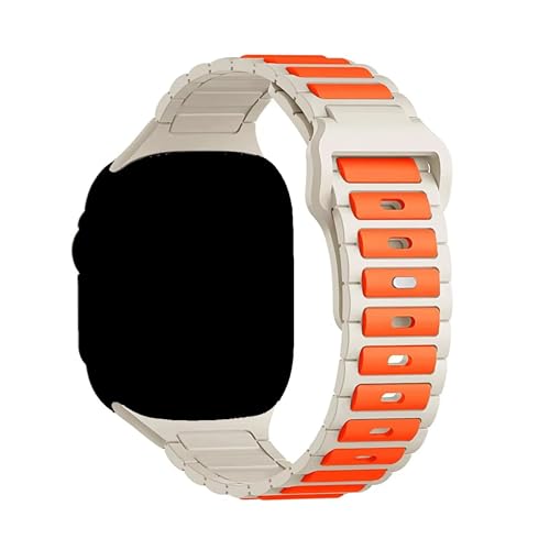 GUOi® Silicone band Compatible with Apple Watch Ultra 2 ＆ Ultra 49mm 45mm 44mm 42mm 46mm - Men & Women Strap for iWatch Se10/9/8/7/6/5/4/3/2/1 SE 46/44/45/49/42mm (Series 3/2/1) - STARLIGHT/ORANGE - Image 1