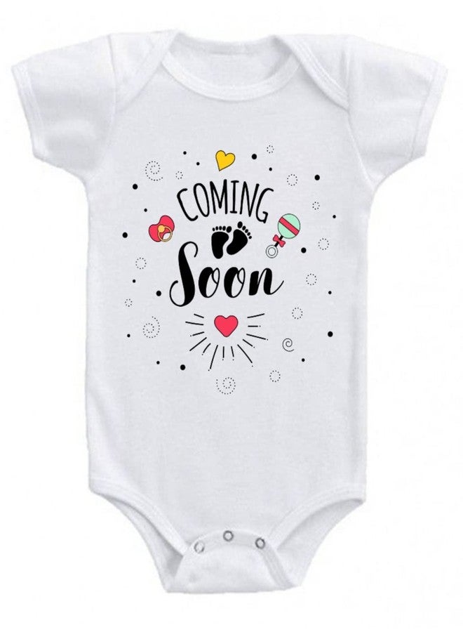 American Apple Americanapple Romper Coming Soon, Welcome Printed Dress Rompers for for Baby Boys,Girls Printed Birthday Gift Rompers t-Shirt (9-12 Months, M-Coming Soon) - Image 1