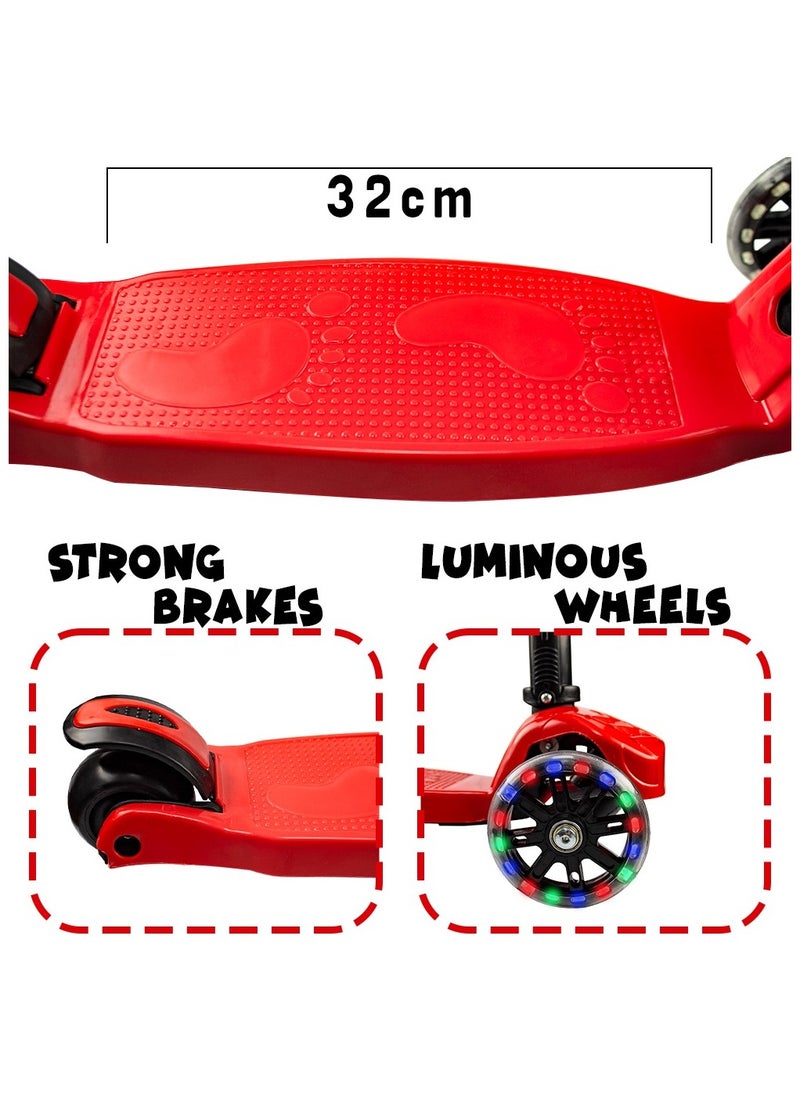 UKR UKR Classic 3-Wheel Folding Kick Scooter - Adjustable Handlebar & Light-Up Wheels for Kids Ages 3 to 6 | Perfect for Toddler Girls & Boys  - Image 3
