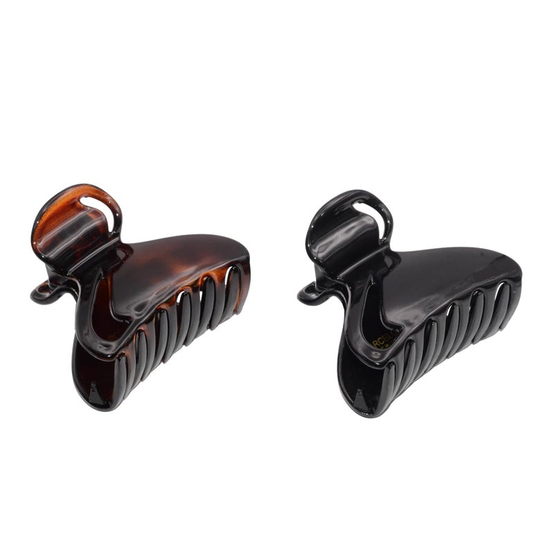 Parcelona French Elite Small 2 34 Pair of 2 Brown N Black Celluloid Hair Styling Hair Claw Clips for Women and Girls
