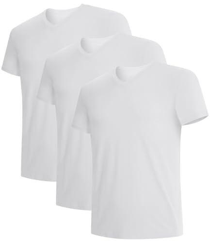 BAMBOO COOL Mens Undershirts V Neck Moisture Wicking Soft TShirt Stay Tucked Classic Fit TagFree 3Pack - Image 1