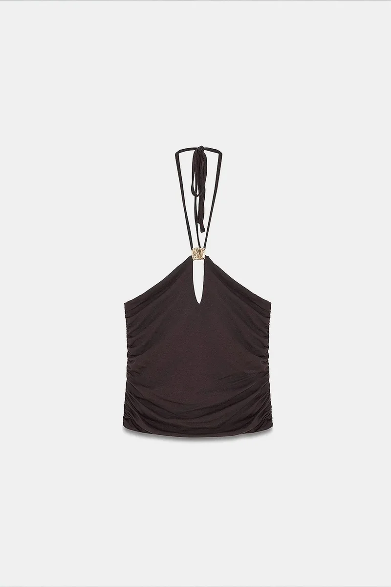 Dilvin Coffee Brown DILVIN Tencel Blend Blouse for Women | Best Price UAE
