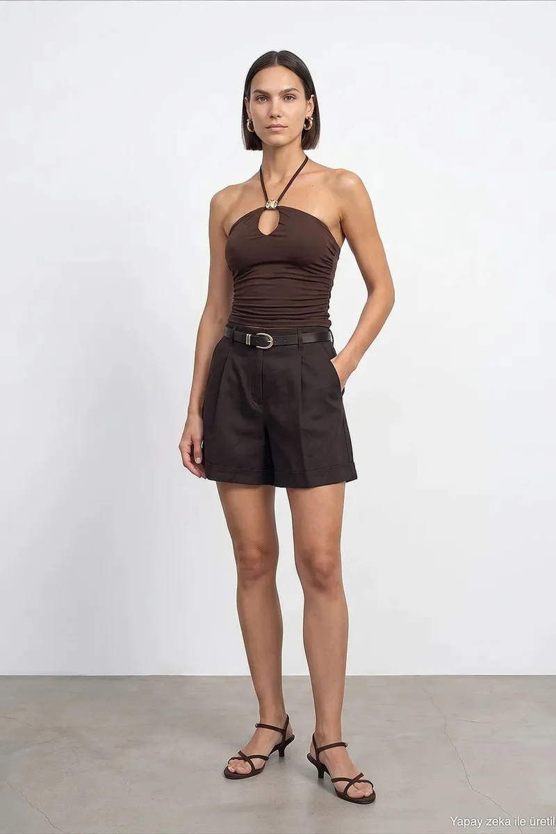 Dilvin Coffee Brown DILVIN Tencel Blend Blouse for Women | Best Price UAE