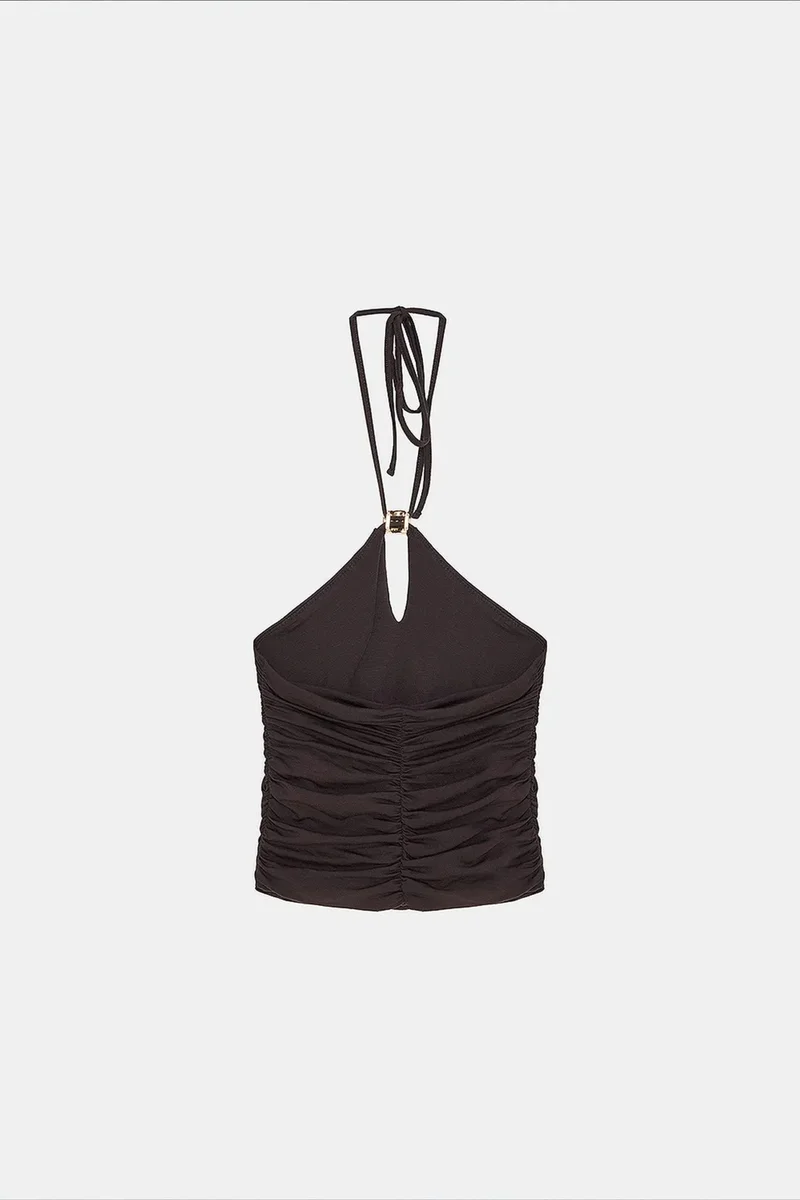 Dilvin Coffee Brown DILVIN Tencel Blend Blouse for Women | Best Price UAE
