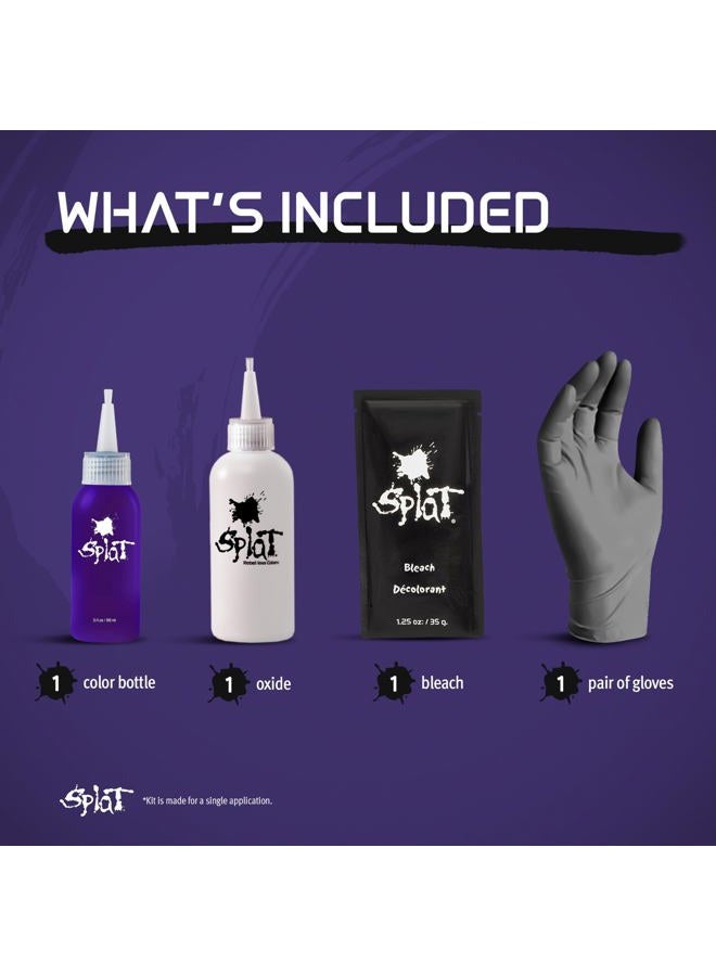 SPLAT مجموعة صبغة شعر بنفسجية دائمة شبه مع مبيض، 1 تطبيق، تشمل صبغة شعر بنفسجية، أكسيد ومسحوق مبيض، لون شعر نباتي وخالي من القسوة - Image 5