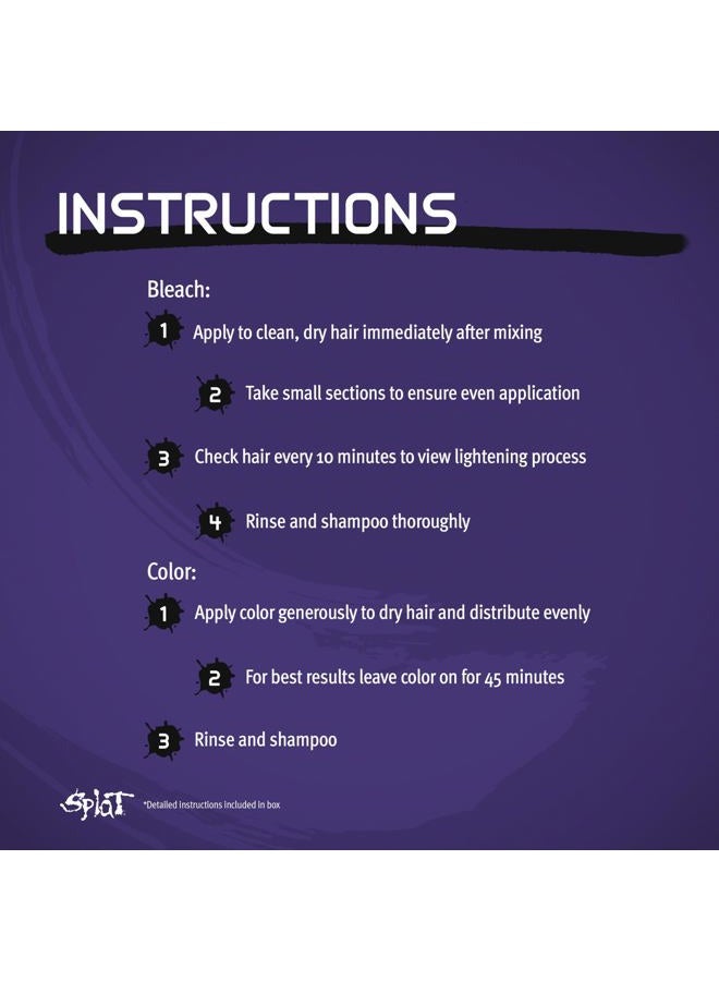 SPLAT مجموعة صبغة شعر بنفسجية دائمة شبه مع مبيض، 1 تطبيق، تشمل صبغة شعر بنفسجية، أكسيد ومسحوق مبيض، لون شعر نباتي وخالي من القسوة - Image 3