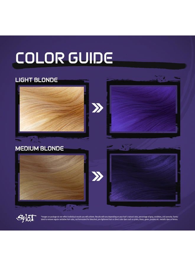 SPLAT مجموعة صبغة شعر بنفسجية دائمة شبه مع مبيض، 1 تطبيق، تشمل صبغة شعر بنفسجية، أكسيد ومسحوق مبيض، لون شعر نباتي وخالي من القسوة - Image 4