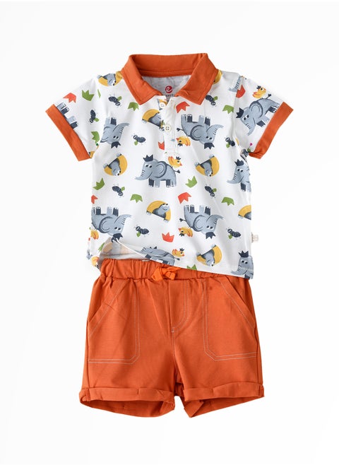 Boys Playful Print T-Shirt & Short Set Soft & Stretchy Cotton Blend Stylish Summer Outfit