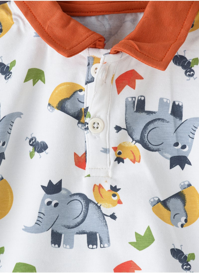 Elegant Kids - Boys Playful Print T-Shirt & Short Set Soft & Stretchy Cotton Blend Stylish Summer Outfit - Image 1