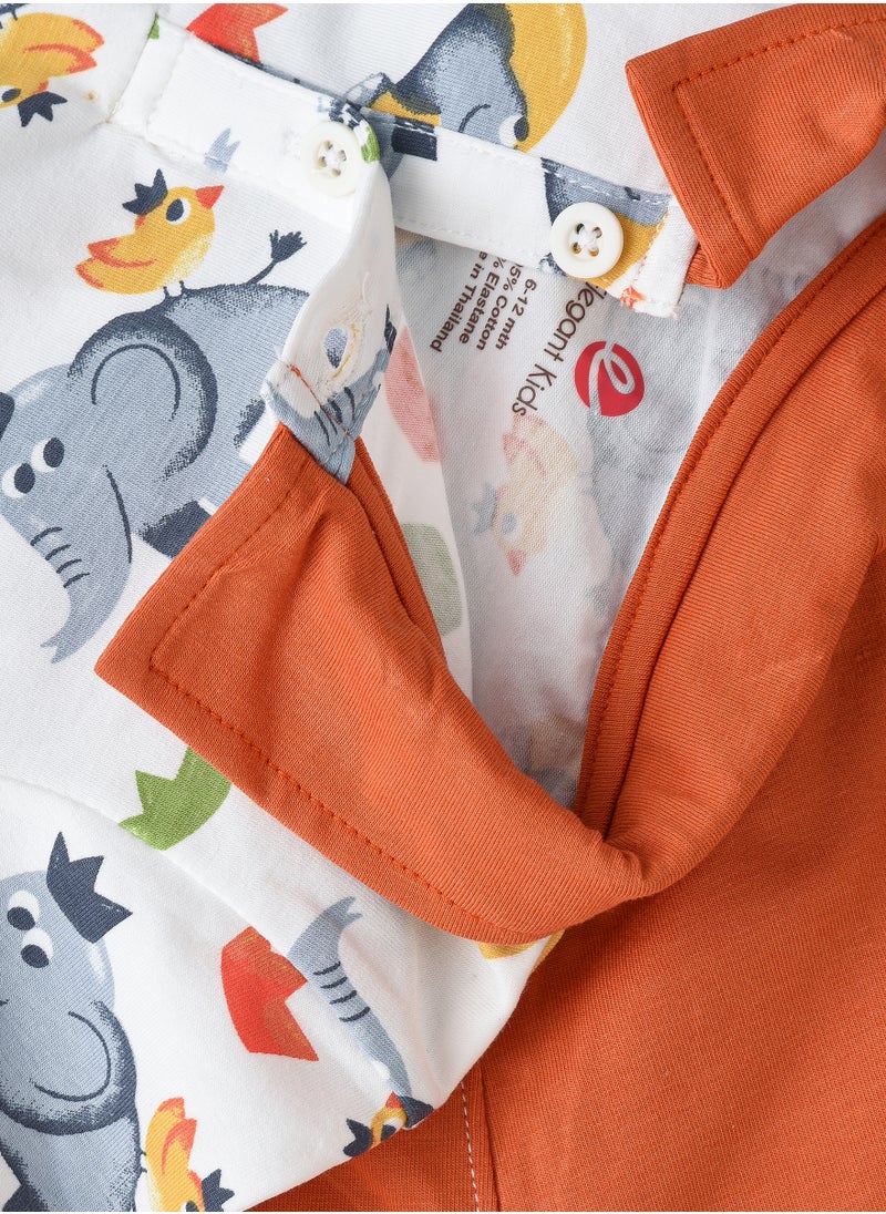 Elegant Kids - Boys Playful Print T-Shirt & Short Set Soft & Stretchy Cotton Blend Stylish Summer Outfit - Image 1
