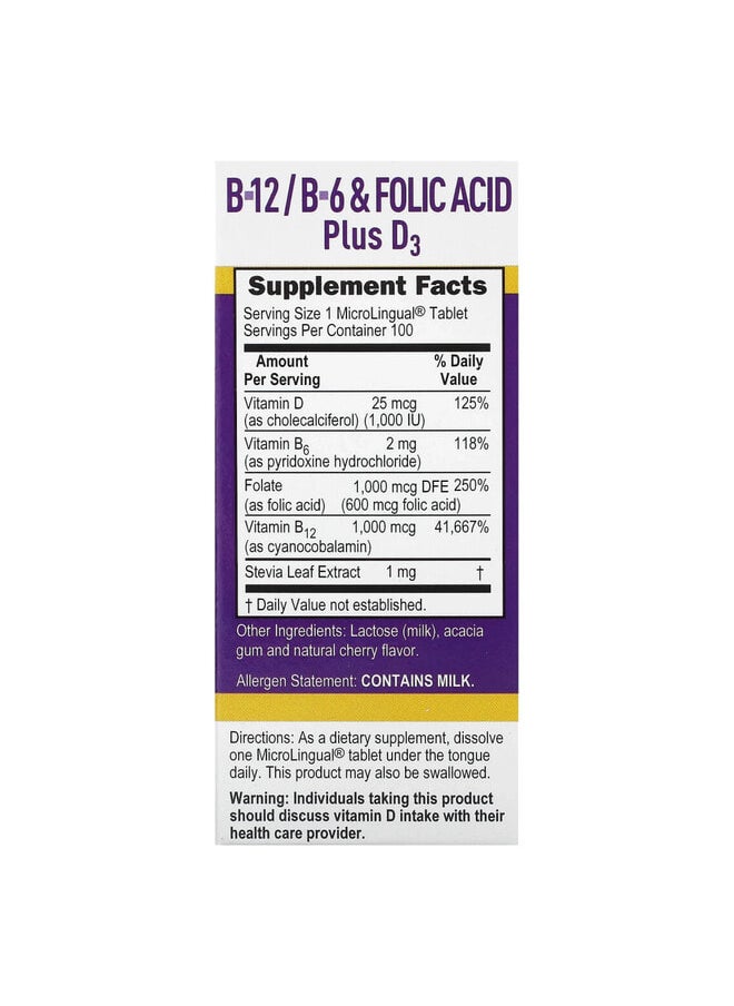Superior Source B-12, B-6 & Folic Acid, Plus D3, 100 MicroLingual Instant Dissolve Tablets  - Image 2