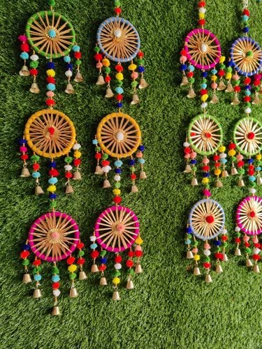 BDS CREATIONS BDS CREATIONS wall hanging 07 Multicolor Small Bell Door Bandarwar Hanging Toran for Diwali Festival Decoration  - Image 1