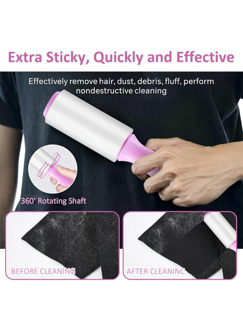 Meetion مجموعة مزيل الشعر رول لنت extra لاصق قابل لإعادة الاستخدام - مقبض متين، 3 عبوات (165 ورقة)، فرشاة زغب للملابس/الأثاث/السرير/السيارة/شعر الكلب والقطط/السجاد/الغبار - Image 5