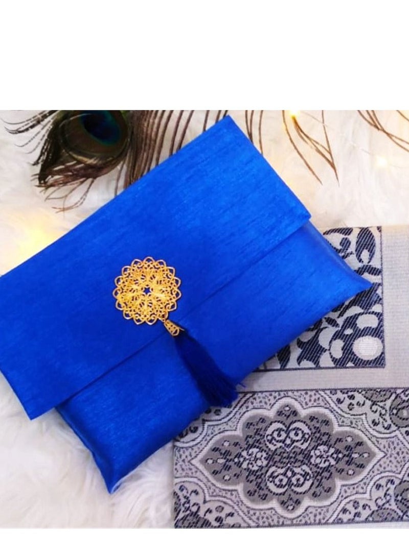 Premium Turkish Prayer Mat with Matching Pouch Blue