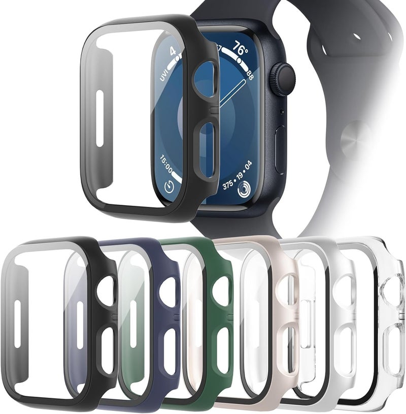 QCKANLJ 6-Pack Case Compatible with Apple Watch Series SE 3(2025)/SE 2/SE/6/5/4 40mm with Tempered Glass Screen Protector, Full Coverage Hard PC Protective Face Cover Bumper for iWatch 40 mm - Image 1