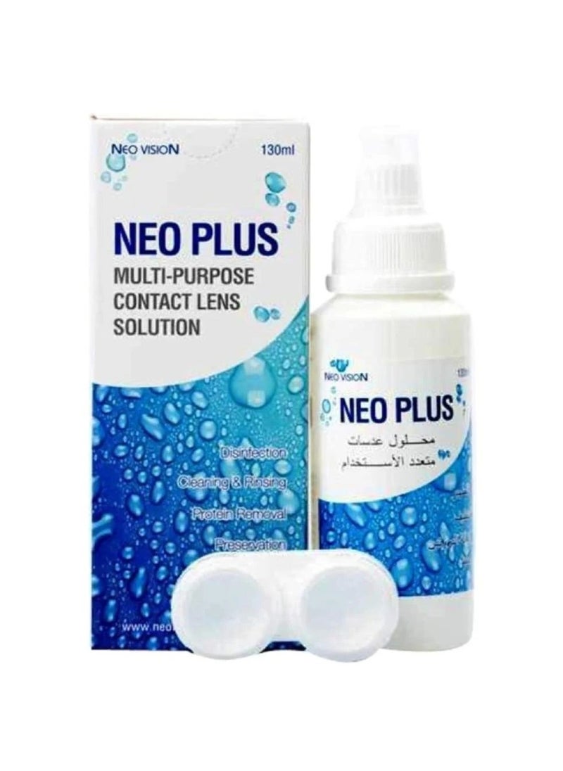 neo plus Multi-purpose contact lens solution 130 ml with lens case  - Image 1