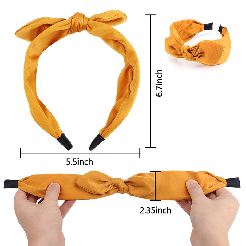 Jaciya 6pcs Knotted Bow Headbands for Women Turban Wide Headbands for Women Top Knot Hair Bands Diademas para Mujer - Image 2