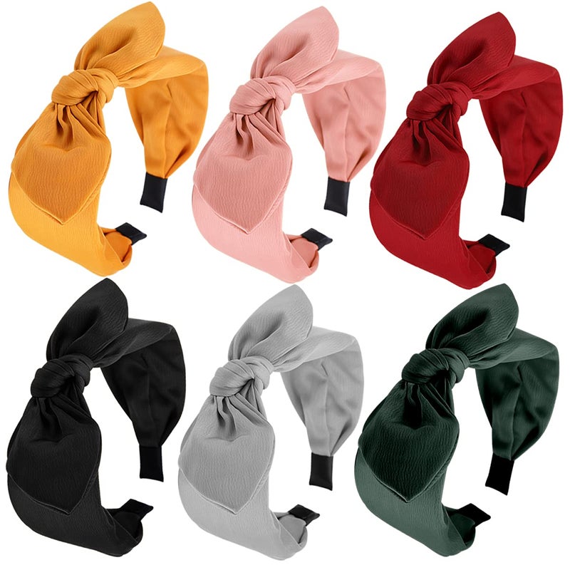 Jaciya 6pcs Knotted Bow Headbands for Women Turban Wide Headbands for Women Top Knot Hair Bands Diademas para Mujer - Image 1
