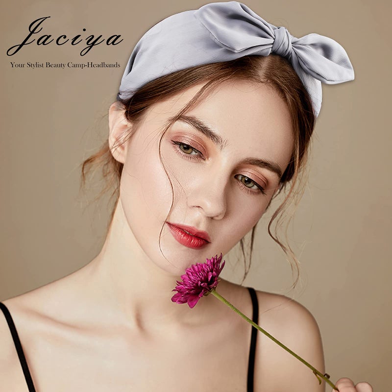 Jaciya 6pcs Knotted Bow Headbands for Women Turban Wide Headbands for Women Top Knot Hair Bands Diademas para Mujer - Image 3