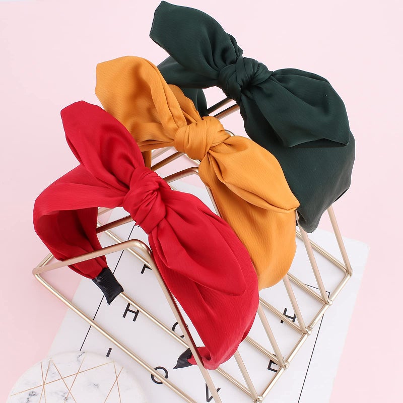 Jaciya 6pcs Knotted Bow Headbands for Women Turban Wide Headbands for Women Top Knot Hair Bands Diademas para Mujer - Image 4