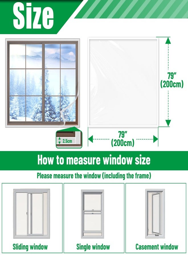 Forestchill Window Insulation Kit, 79" x 79" (200 x 200cm) Adjustable Window Seal Kit, Winter Indoor Insulator Kit to Block Cold, Dust, Heavy Duty Plastic Window Film with Hook & Loop Strips - Image 2